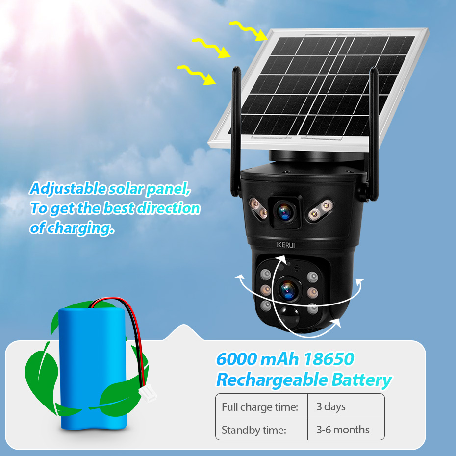 Alarm Siren Outdoor - KERUI 6MP 4G SIM WiFi Solar