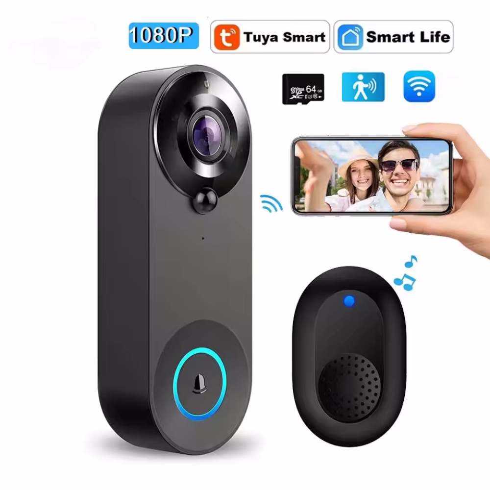 Home Security No Wifi Needed - Tuya 1080P Wireless WIFI Doorbell Video