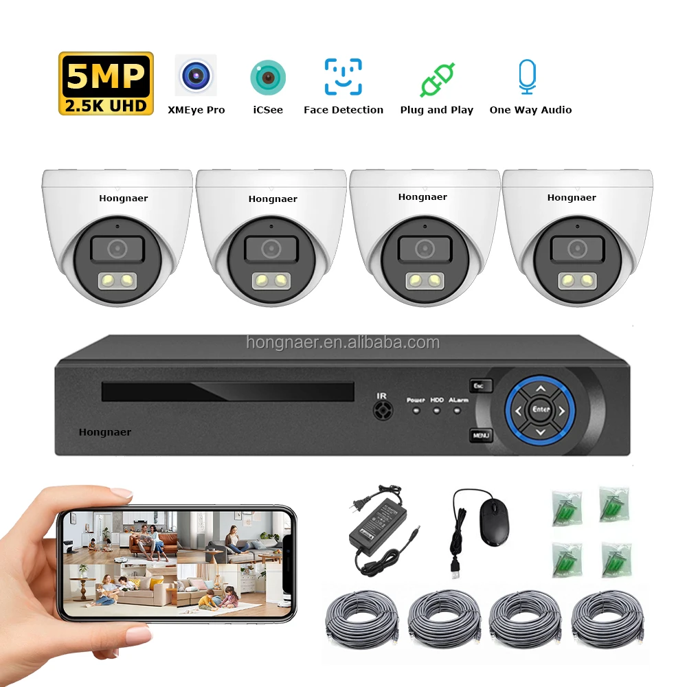 2026 Hongnaer 4MP 5MP 8MP 4CH  - огляд і ціна Home Security Kit With Camera