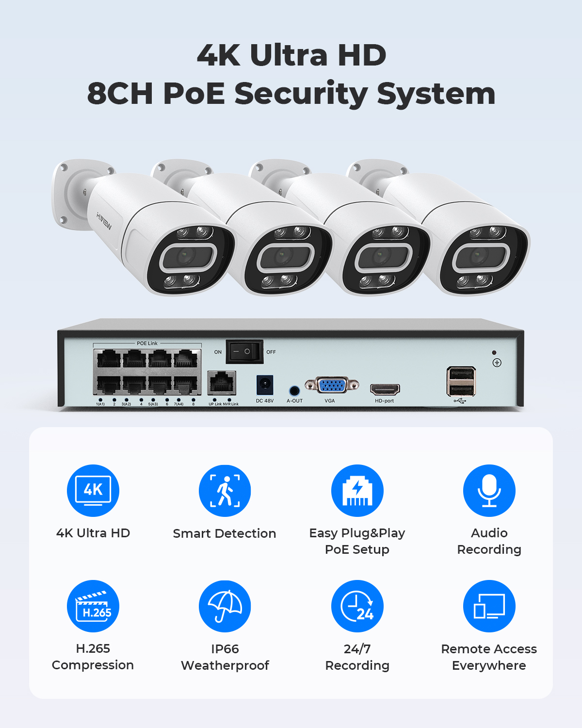 H.View 4K 5Mp 8Mp Poe CCTV Sec - огляд і ціна Home Security Brand